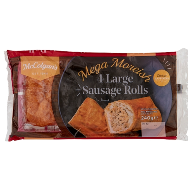 McColgans 4 Large Sausage Rolls 240g x 6 per box