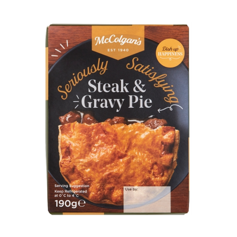 McColgans Steak & Gravy Pie 190g  x 6 per box