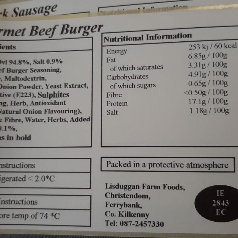 Lisduggan Farm Beer Garden Burgers 1.60kg (10 pack)