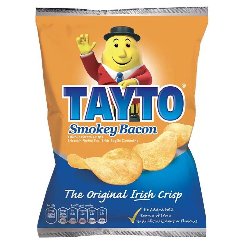 Tayto Smokey Bacon Crisps 37g x (50 Per Box)