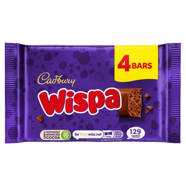 CADBURY WISPA CHOCOLATE (4 bars per pack) 94.8G