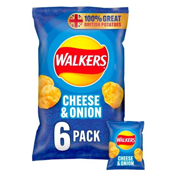 Walkers Cheese & Onion Multipack Crisps 6 pack (6x25g)