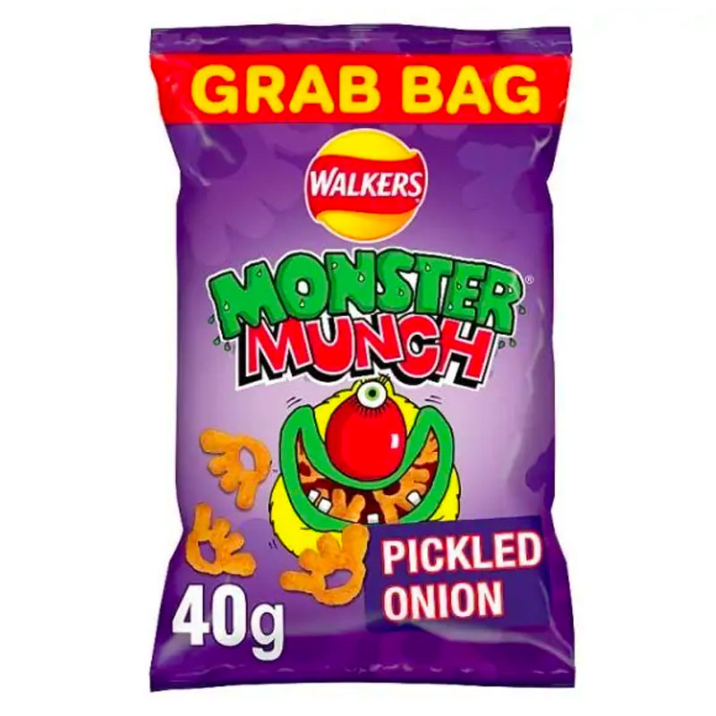 Walkers Monster Munch Pickled Onion Corn Snack 40g x (30 per box)