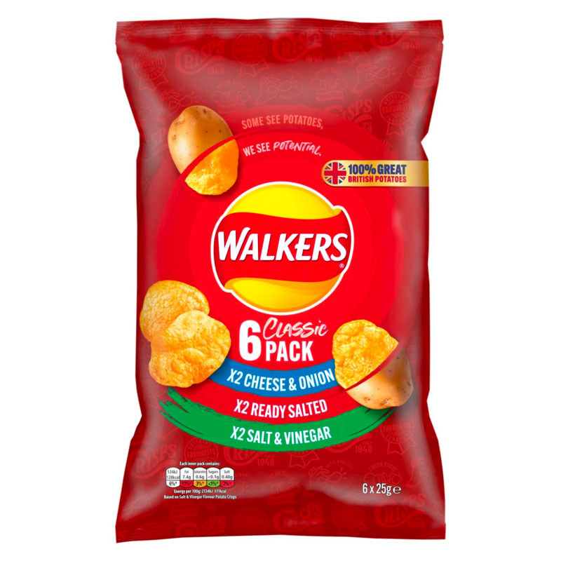 Walkers Variety Classic Crisps 6 pack (6 x 25g)