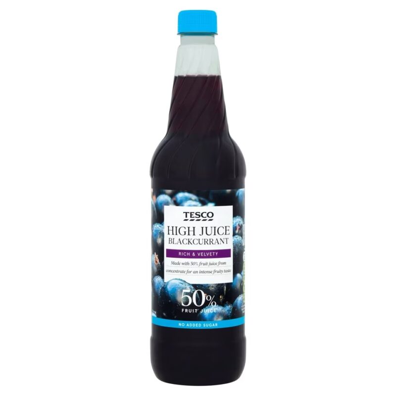 Tesco High Juice Blackcurrant Squash No Added Sugar 1L