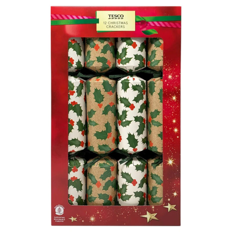 Tesco Holly Cube Christmas Crackers 12 pack